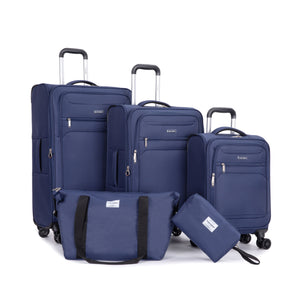 5 Piece Set, Softshell Suitcase Spinner Wheels