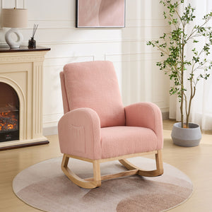 Rocking Glider Chair With High Back And Side Pocket