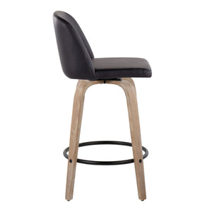 Toriano - Contemporary Fixed-Height Counter Stool & Swivel With Round Footrest (Set of 2)