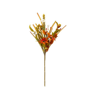 Artificial Flower Picks, Botanicals Decor For Harvest Festival Fall Festival & Thanksgiving Table Decorations (Set of 12) - Green / Orange Multi
