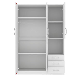 2 Doors Wardrobe Storage For Bedroom With Shelves And 3 Drawers