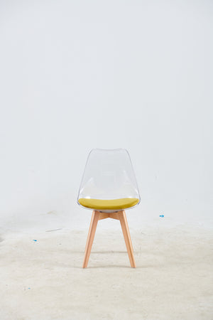 Dining Chair, Coffee Chair Wood Leg (Set of 4) - Transparent