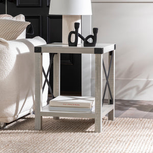 Farmhouse Metal X Table With Lower Shelf