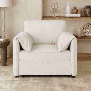 Convertible Pull Out Sofa Bed, 3 In 1 Convertible Sleeper Chair Adjustable Backrest With Thicked Cushions