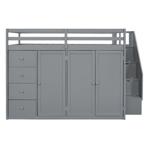 Loft Bed With Built In Wardrobes, Cabinets And Drawers