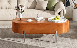 Lift Top Coffee Table With 360 Degree Marble Patterned Rotating Tray