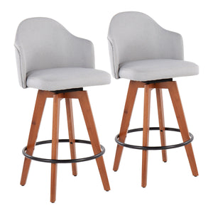 Ahoy - Contemporary Fixed Height Counter Stool With Bamboo Round Footrest (Set of 2)