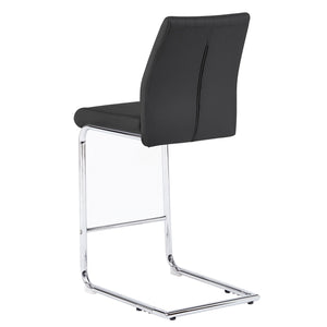 Modern Simple Bar Chair Leather Chrome Metal Pipe, Restaurant, Family Bar Chair (Set of 2) - Black