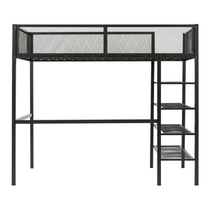 Loft Bed With 4 Tier Shelves And Storage