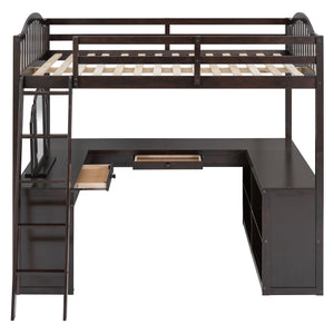 Loft Bed With Drawers, Cabinet, Shelves With Desk