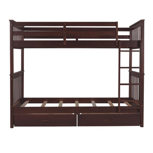 Bunk Bed With Ladders And 2 Storage Drawers