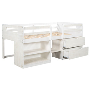 Loft Bed With Two Shelves And Two Drawers