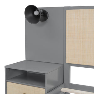 Bed Frame With 2 Nightstands Elegant Design With Lamps