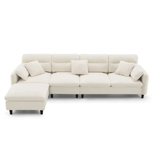 Modern Convertible Sectional Sofa L Shaped Reversible Couch Set With Free Pillows 5 Seat Cloud With Ottoman