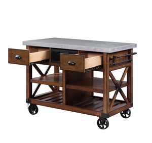 Kailey - Kitchen Cart - Antique Oak
