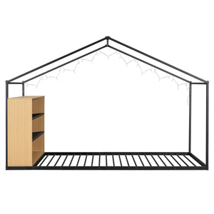Bed House Frame With Shelves And Lights