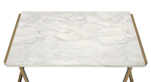 Boice II - Faux Marble Top Sofa Table - White / Champagne