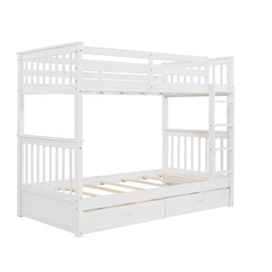 Bunk Bed With Ladders And 2 Storage Drawers