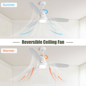 Wooden Ceiling Fan With 3 Solid Wood Blades Remote Control Reversible DC Motor With LED Light