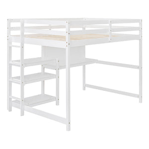 Loft Bed With Shelves, Desk And Writing Board