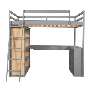 Loft Bed With Ladder, Shelves, And Desk