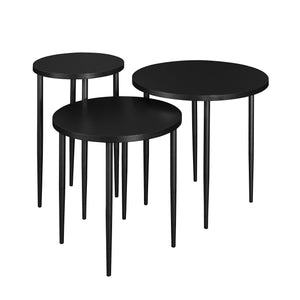 Contemporary Minimalist 3 Piece Nesting Round Coffee Table Set Solid - Black