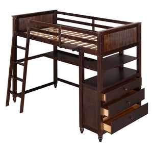 Loft Bed With Drawers With Desk And Shelves