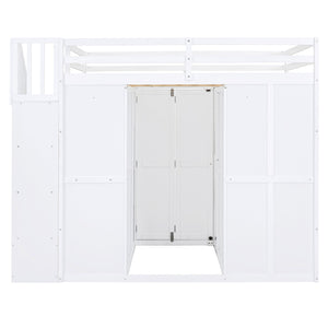 Loft Bed With Wardrobe, Desk And Shelves