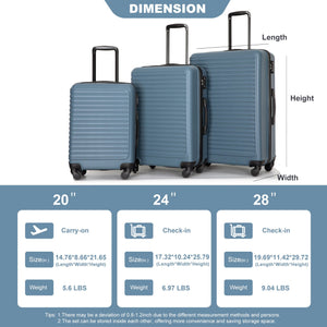3 Piece Luggage Sets Lightweight Suitcase With Two Hooks, Spinner Wheels, Tsa Lock