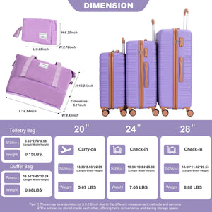 5 Piece Set Hard Case Spinner Wheels Luggage Sets With Tsa Lock
