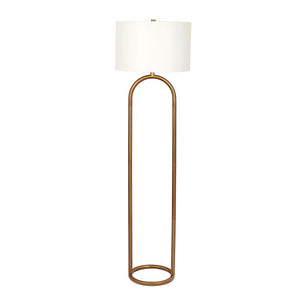 Vivid - Ring Base Floor Lamp With Large Drum Shade - Antique Brass / White