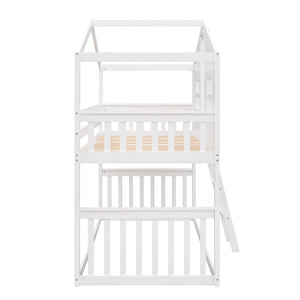 House Bunk Bed With Ladder, Wood Bed