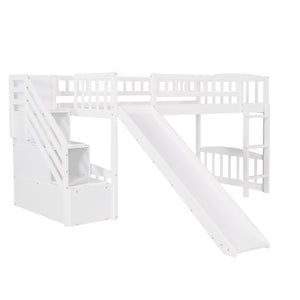 Loft Stairway Bed With 2 Drawers And Slide