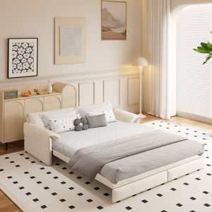 Pull Out 3 In 1 Convertible Sleeper Sofa With Side Storage, Multi Functional