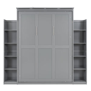 Wall Murphy Bed With Shelves And LED Lights