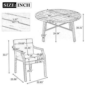 Outdoor Dinning Set 4 Person Outdoor Wooden Dinning Set With An Umbrella Hole And Removable Cushions For Patio, Backyard, Garden - Antique Gray