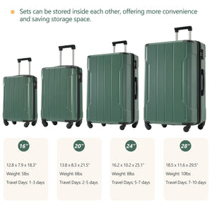Hardshell Luggage 6 Piece Suitcase Set, Expandable Lightweight Suitcases With Wheels, Tsa Lock