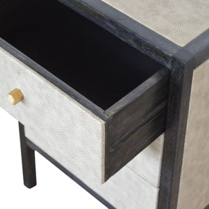 Faux Leather Nightstand, 3 Drawer - Black