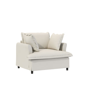 Oversized Single Seat Sofa Module For Modular Sectional Wide Seat, Armchair With Pillows Modern Upholstered Comfy Single Couch Lounge
