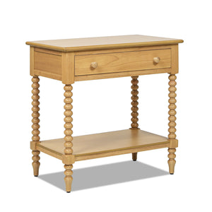 Easton - Modern Farmhouse Turned 1 Drawer Storage Side Table With Shelf - Natural Brown