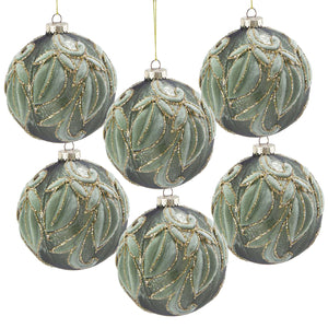 Christmas Ball Ornaments, Decorative Hanging Ball Christmas Tree Ornaments, For Holiday Decorations (Set of 6) - Green
