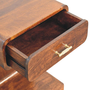 T Bar Rounded Bedside Table - Dark Brown