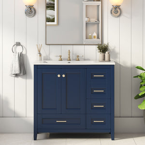 Bathroom Vanity With Sink Combo Set, Modern Bathroom Cabinet With 4 Drawers