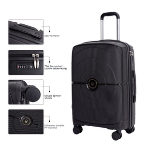 3 Piece Set Expandable Hardshell Suitcase Double Spinner Wheels