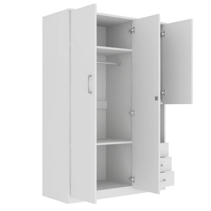 2 Doors Wardrobe Storage For Bedroom With Shelves And 3 Drawers