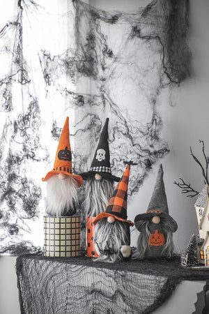 Halloween Gnome Decor (Set of 4) - Black / Gray / Orange