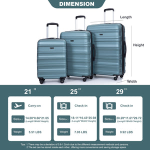Expandable 3 Piece Luggage Sets Lightweight & Durable Suitcase, Spinner Wheels, Tsa Lock