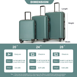 3 Piece Luggage Sets Lightweight Suitcase With Two Hooks, Spinner Wheels, Tsa Lock