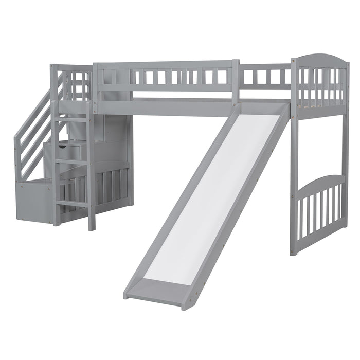 Loft Stairway Bed With 2 Drawers And Slide