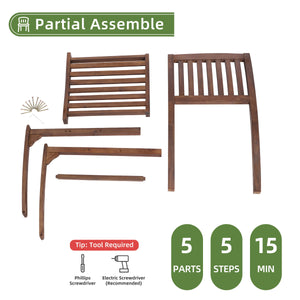 Acacia Patio Dining Chair (Set of 2), Solid Indoor Outdoor Comfortable Seat Brown, Modern Farmhouse Chair For Kitchen, Bedroom, Living Room - Brown